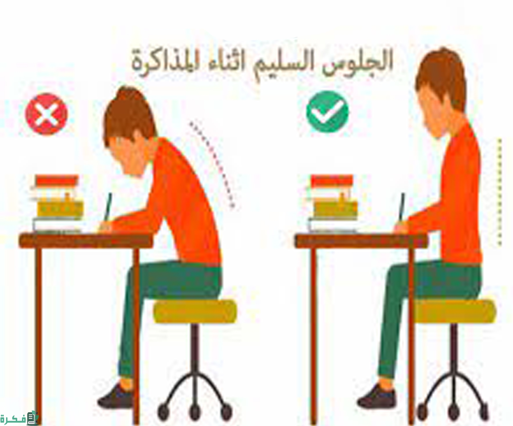 شرح خطوات الجلوس الصحيحة أثناء المذاكرة 1 مخاطر الجلوس الخاطئ