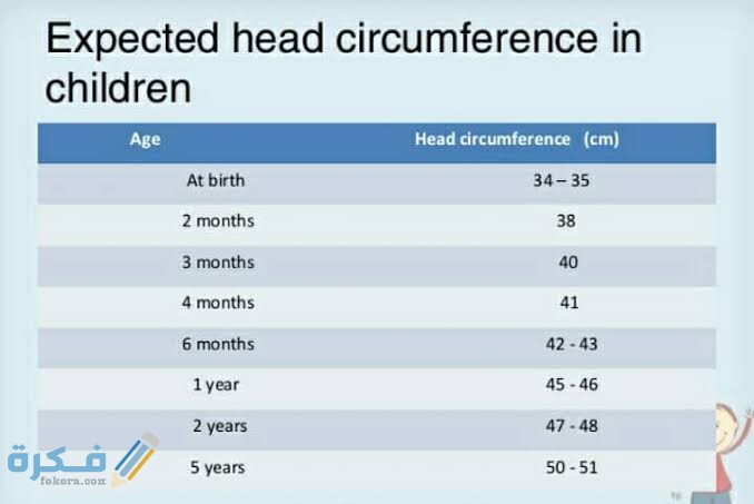 جدول حجم رأس الطفل