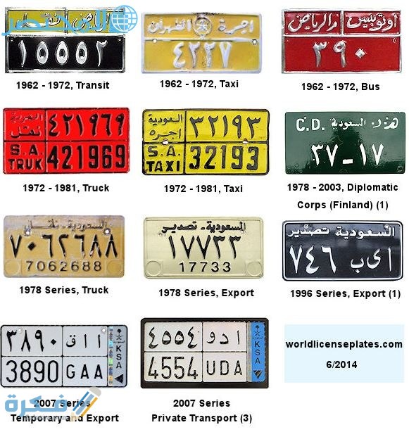 انواع لوحات السيارات السعودية