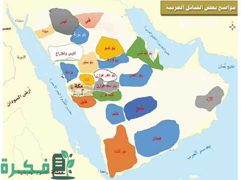 خريطة توزيع القبائل العربية قبل الإسلام