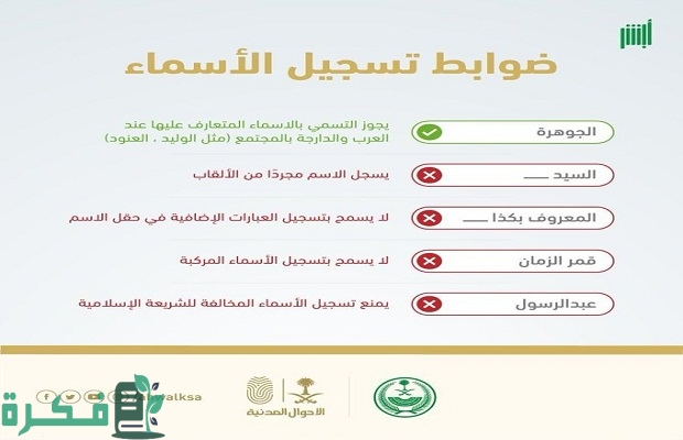 "الأحوال المدنية" تحدد شروط تسجيل الأسماء في المملكة 2 «الأحوال المدنية» تحدد شروط تسجيل الأسماء