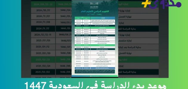 التعليم في السعودية تعلن موعد بدء الدراسة 1447 وفق تقويم ثلاثي وإجازات موسعة 1 التعليم في السعودية تعلن موعد بدء الدراسة 1447 وفق تقويم ثلاثي وإجازات موسعة