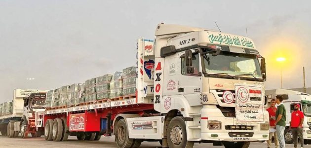 سبع شاحنات إغاثية سعودية جديدة تصل إلى قطاع غزة 1 سبع شاحنات إغاثية سعودية جديدة تصل إلى قطاع غزة