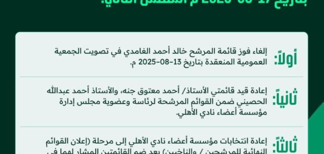 إلغاء فوز الغامدي في الأهلي وإعادة الانتخابات تثير الجدل في السعودية 1 إلغاء فوز الغامدي في الأهلي وإعادة الانتخابات تثير الجدل في السعودية