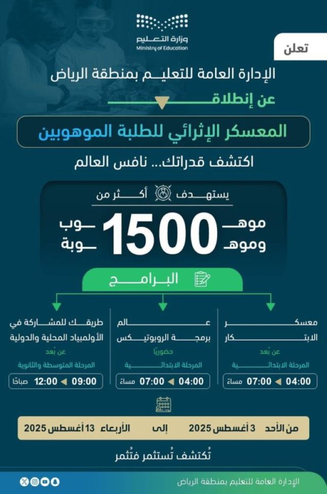 تعليم الرياض يطلق معسكراً